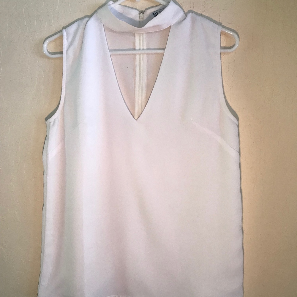 White V-Neck Tank Top